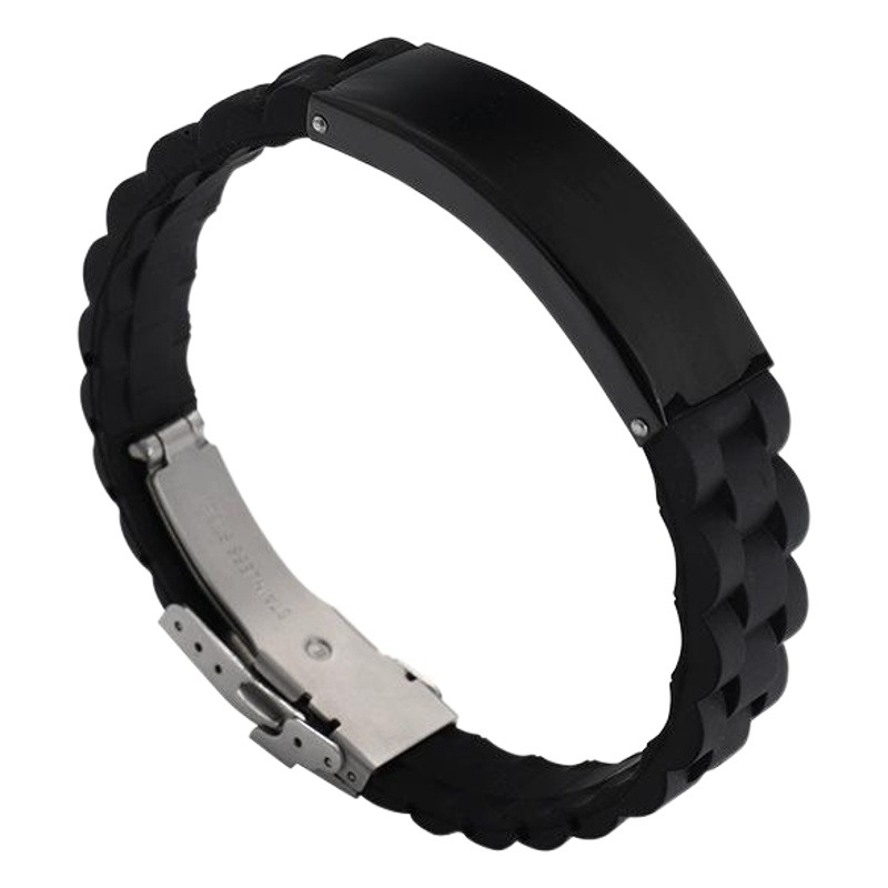 Joyería de moda popular europea y americana silicona deportes pulsera de los hombres simple láser letras pulsera de acero inoxidable al por mayor