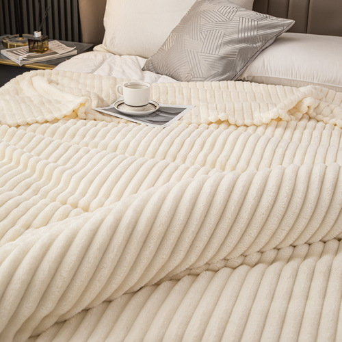 Cross-border new solid color thick wide fringe embroidered faux rabbit fur milk fur flannel blanket factory wholesale
