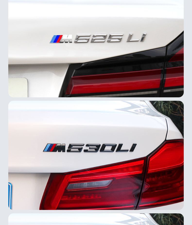 BMW New 5 Series 525Li, 530Li, 540i: Digital car emblem modification, M-style fender trim, engine displacement tail badge sticker, black finish
