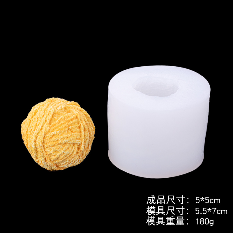 Bola de lana simulación tridimensional molde de silicona creativa para hornear mousse pastel molde de postre jabón hecho a mano aromaterapia vela