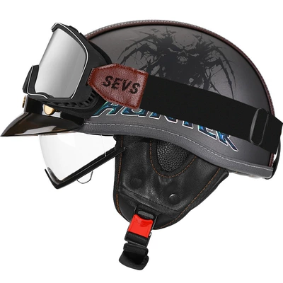 Helmet for Men and Women Summer, Motosiklet kaskı (dəbilqə) - sub-grey-demon-hunter-transparent-large-frame-goggles-m