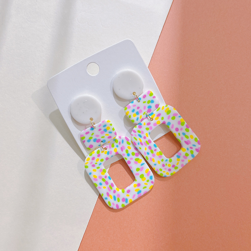 Women'S Gender 1 Pair Retro Color Block Soft Clay Women's Earrings