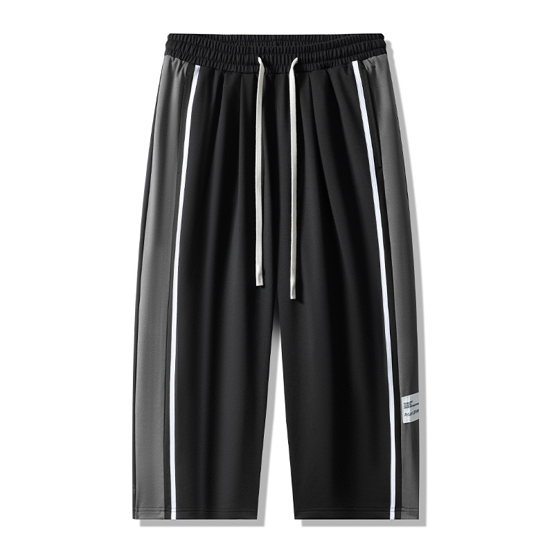 American High Street Heavyweight Elastic Waist Casual Shorts Men's Summer Ins Trendy Brand Loose Fat Straight Three-Quarter Pants