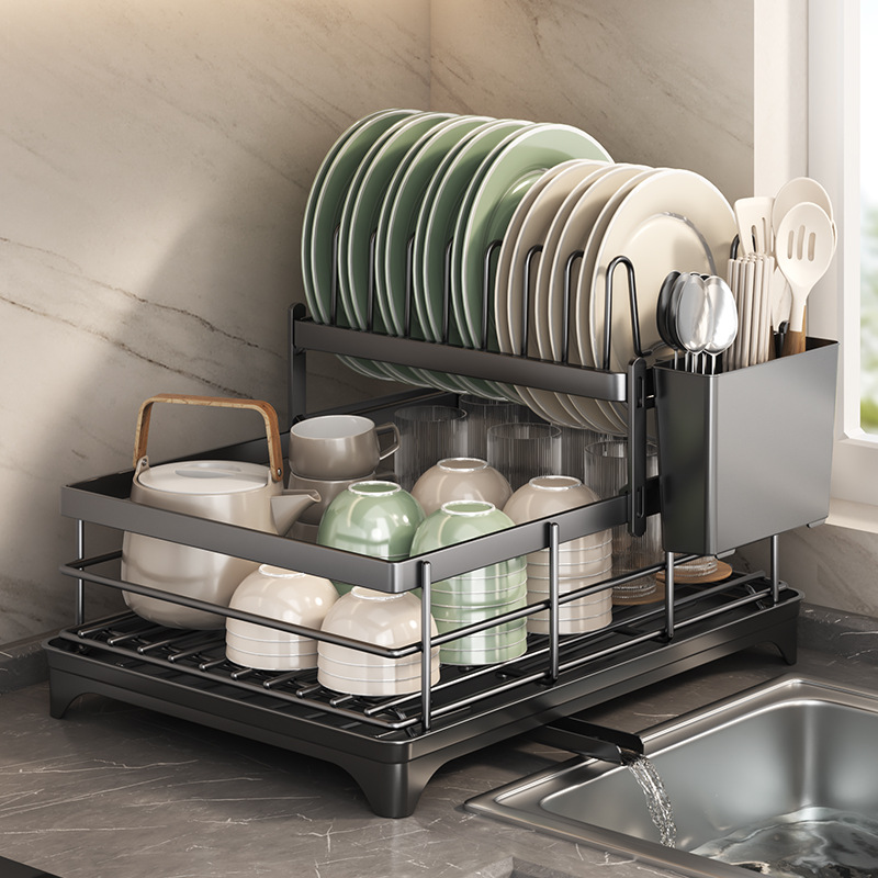 Estante para platos de drenaje de cocina Estante para platos, vajilla, vajilla, encimera para el hogar, estante para drenaje simple, estante para almacenamiento