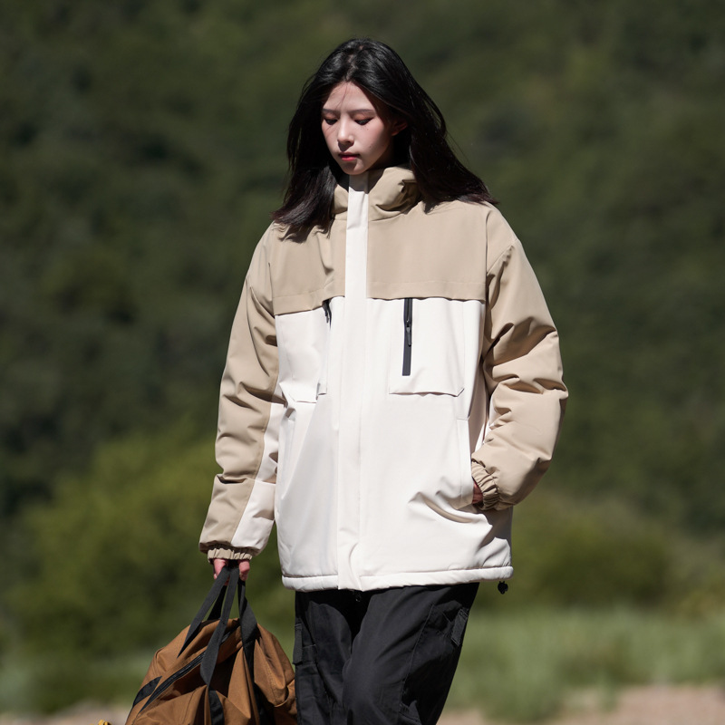 2022年冬季新款情侣服男女日系潮牌石墨烯面包服宽松立领短款外套