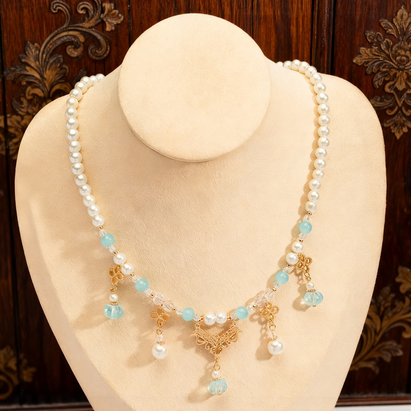 古风汉服珍珠璎珞项链新中式旗袍配饰流苏吊坠女款复古民族风