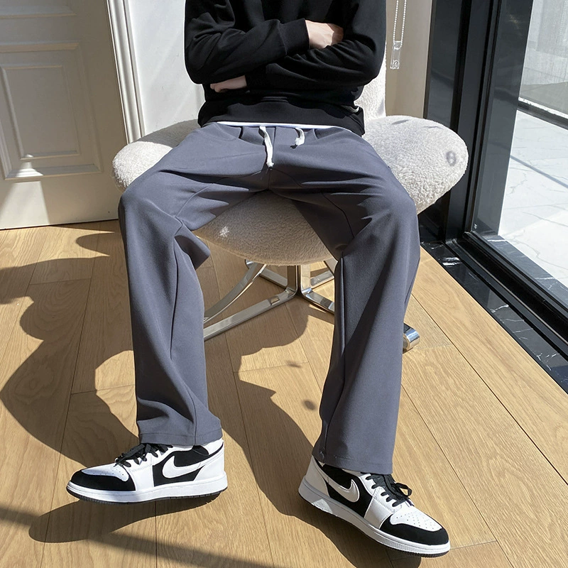 Корейские штаны для мытия пола мужские модные брюки для мужчин прямые брюки свободные повседневные брюки укороченные брюки для мальчиков брюки