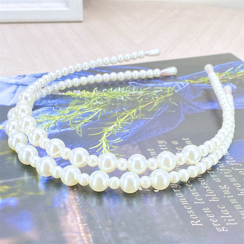 Retro chica perla diadema simple todo partido diadema Mori horquilla pelo presionando accesorios para el cabello mujer Corea del Sur Internet celebridad headwear