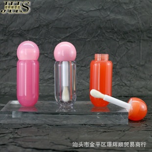 New Round Tube Large Brush Head 5ml Multi-Color Matching Lip Glaze Tube Lip Gloss Empty Tube Makeup Packaging Materials Factory Direct Approval
