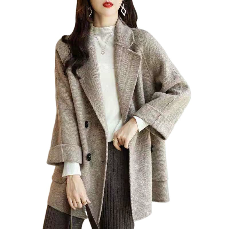 Демисезонное модное элитное шерстяное пальто для отдыха, куртка, plus size, коллекция 2021 года, корейский стиль