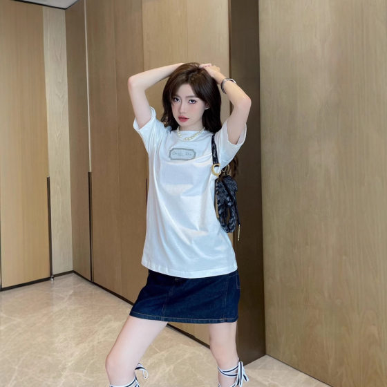 High Version Dijia Blade Letter Embroidery Casual Loose D Family Men and Women Same Style Correct All-match Short-sleeved Couple T-shirt