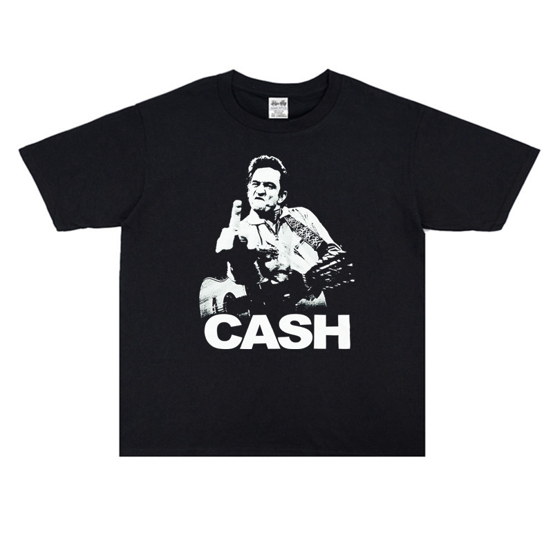 European and American singer Johnny Cash Johnny Cash printed T-shirt short sleeve loose cotton round neck heavy