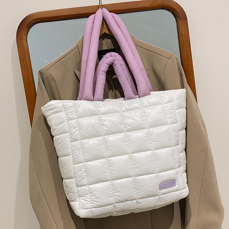 羽绒服包秋冬季包包女款大容量托特包小众设计感手提棉服包单肩包