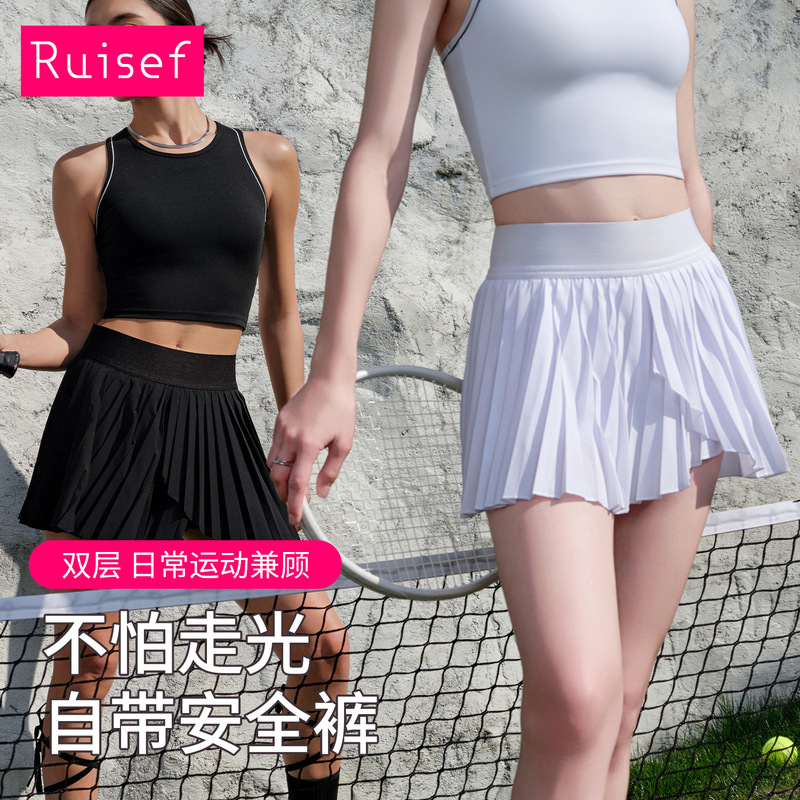Spring and Summer Tennis Skirt with Safety Pants Lining Quick-drying Sports Fitness A- line Skirt Swing Skirt Women's Casual Yoga Skirt Spring and Summer Tennis Skirt with Safety Pants Lining Quick-drying Sports Fitness A- line Skirt Swing Skirt Women's Casual Yoga Skirt