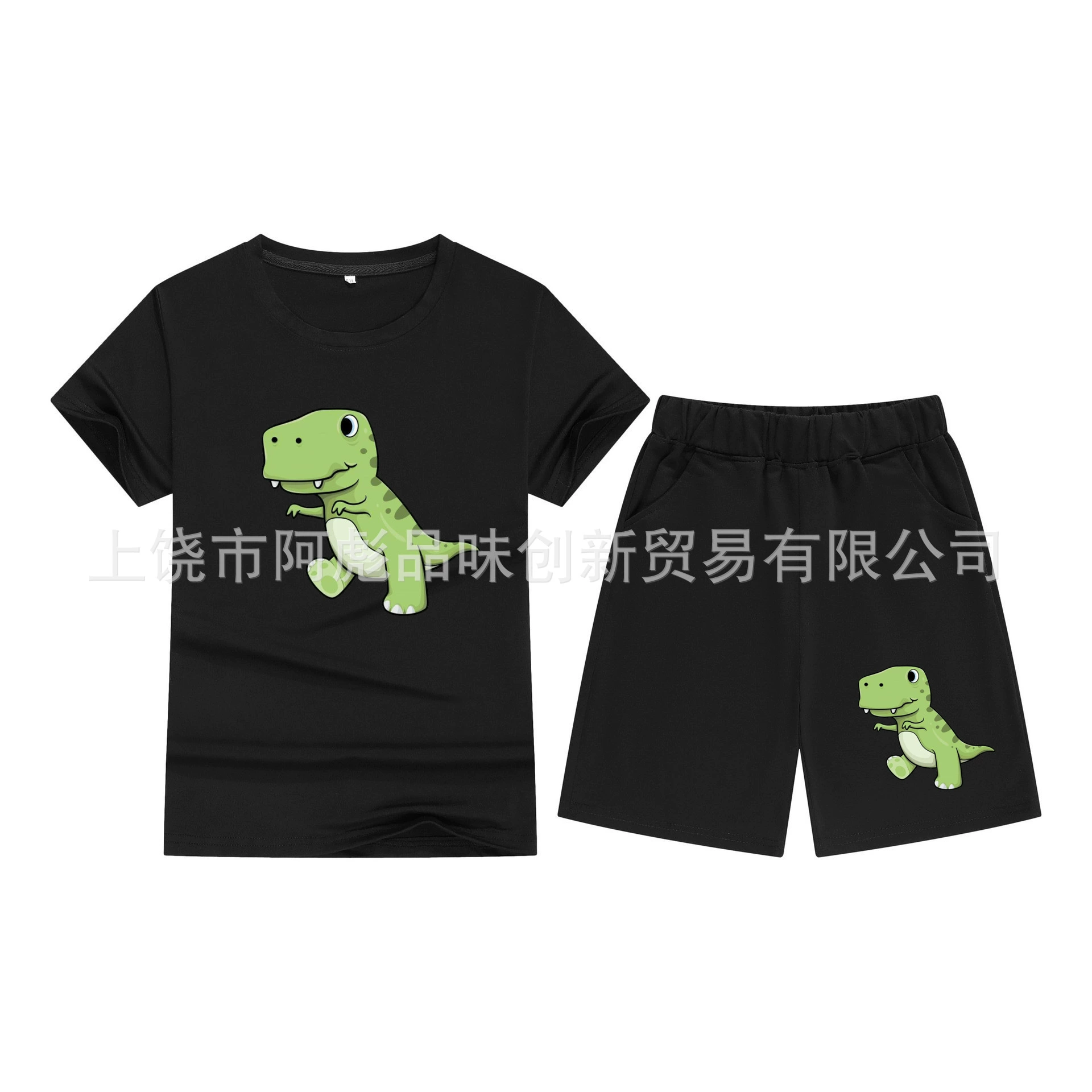 Летний популярный детский комплект: шорты, футболка с коротким рукавом, модная футболка с динозаврами, шорты с пятиточечной застежкой, горячая распродажа, оптом на Amazon