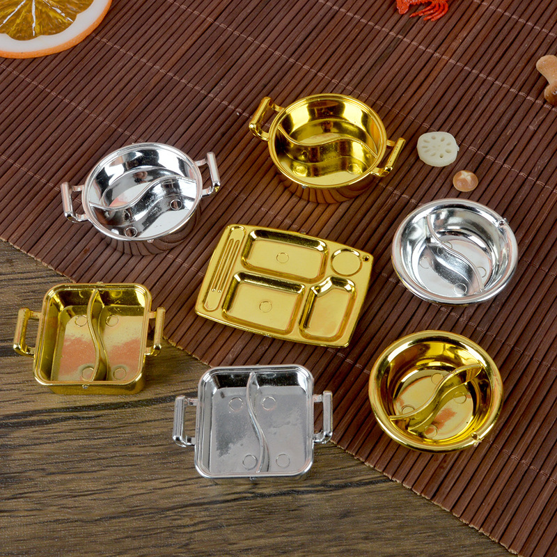 Simulation Mini Hot Pot Model Creative Simulation Food Miniature Mandarin Duck Hot Pot Fast Food Dinner Plate Doll House Food Play