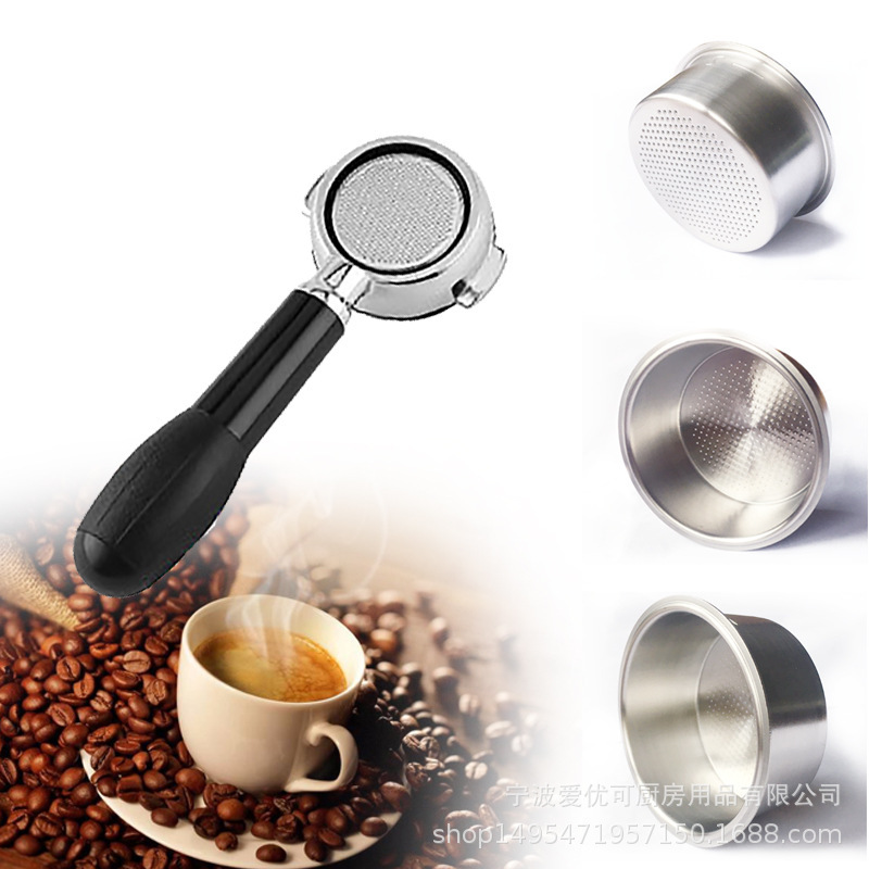 58mm pressure-free American single-layer powder tray dual-cup stainless steel filter screen 51mm coffee machine handle dual-cup powder bowl