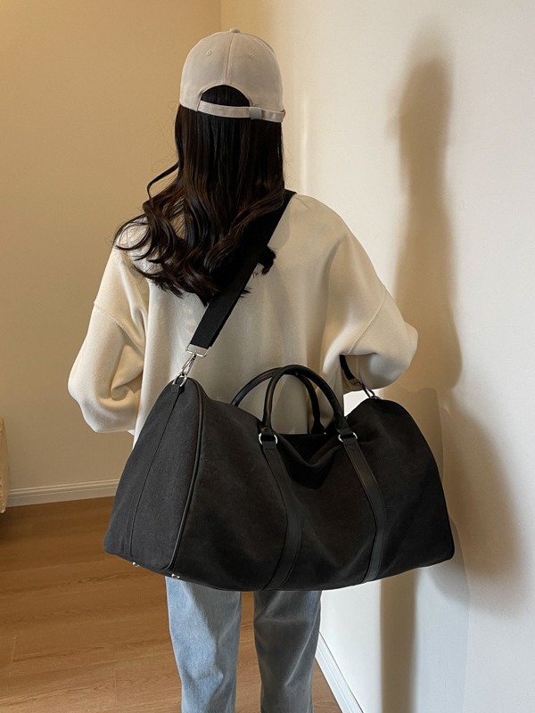 Nueva bolsa de equipaje, bolsa de lona fuerte, bolsa verde militar de gran capacidad para viajes cortos de hombro, bolsa de mano