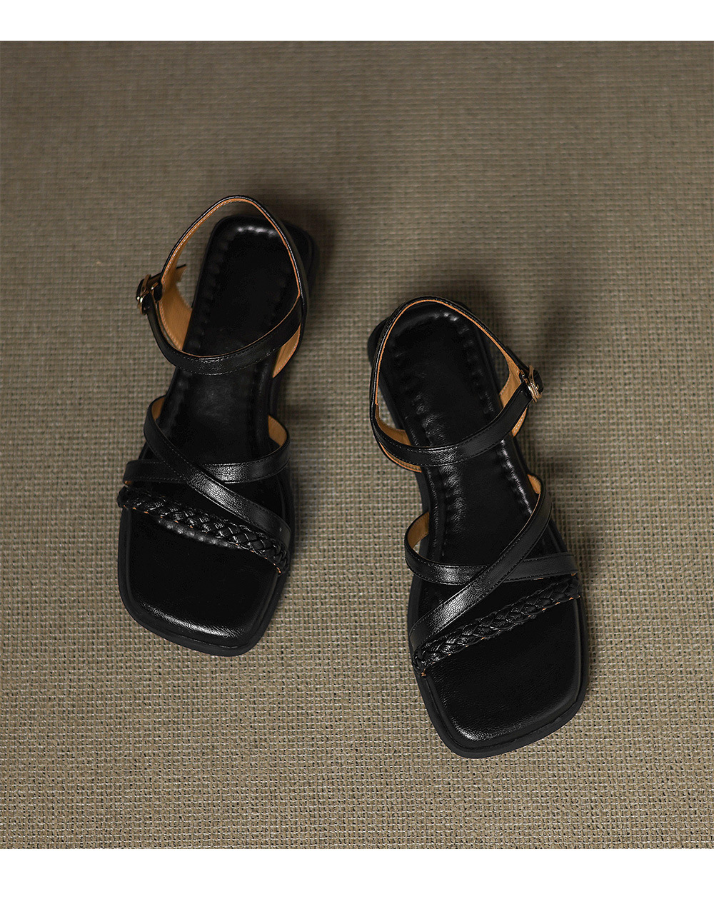 Dép sandal La Mã nữ đế bệt phong cách Pháp retro cổ tích — nâu chi tiết 20