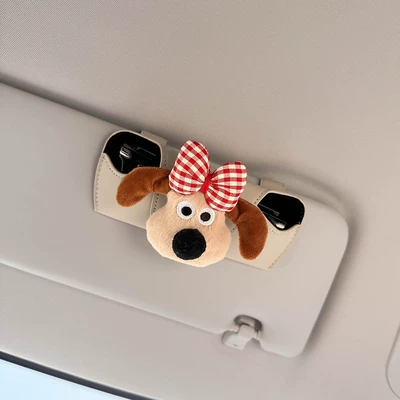 Car-Mounted Glasses Case, Special Sunglasses Holder for Car Interior, Sunglasses Storage Box, Sun Visor Magnetic Holder, Cute for Women (Car Glasses Clip/Bill Clip) - bow-tie-paw-patrol-eyeglass-case