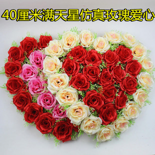 Love simulation rose wedding car rose plate Wedding Peach heart simulation rose decoration heart simulation flower