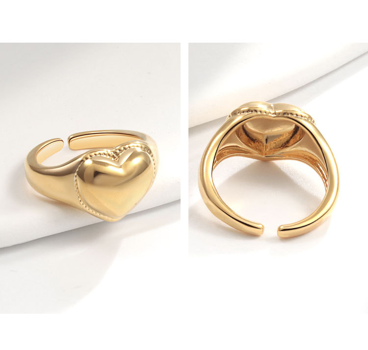 Großhandel Süss Einfacher Stil Herzform Kupfer Überzug Offener Ring display picture 5