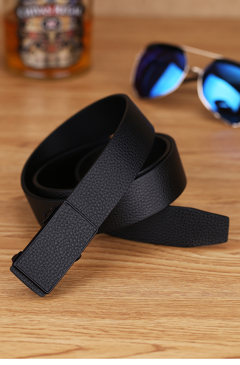 Men's Leather Belt New Style Genuine Cowhide Automatic Buckle Casual Trend Versatile Youth Men's Waist Belt Business Trouser Belt