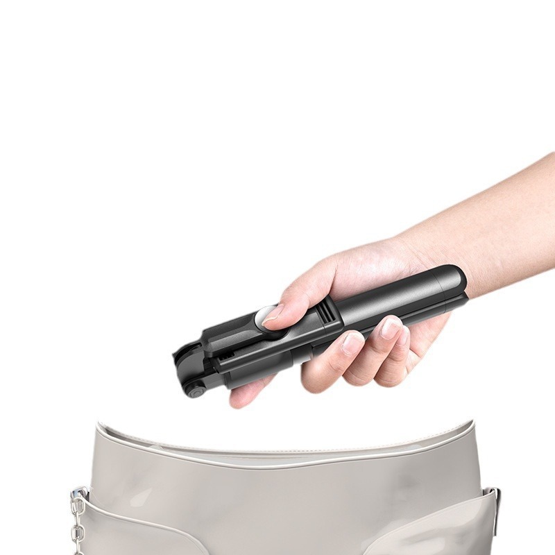 新型携帯ブルートゥース一体式自撮り棒撮影神器携帯電話通用補光美顔生放送三脚|undefined
