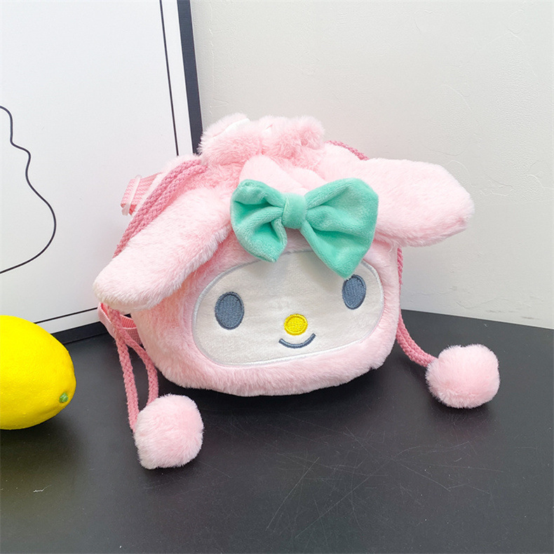 メーカー卸売ベルベットバッグ玩具クロミ斜めショルダーバッグいちご熊ぬいぐるみ日系ハンドバッグサンリオ|undefined
