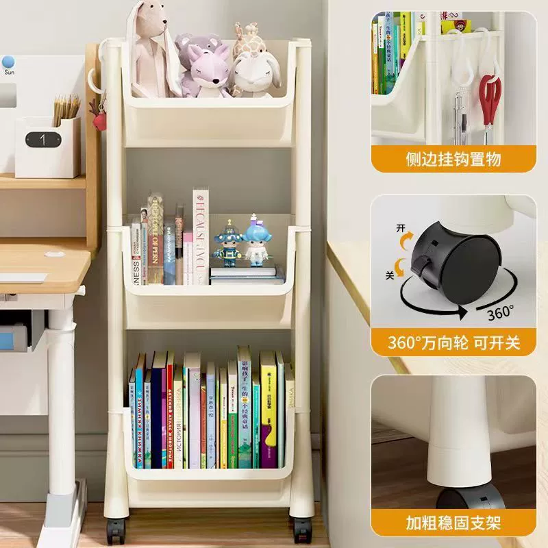 Simple multilayer bookshelf, cart for bedroom, storage system