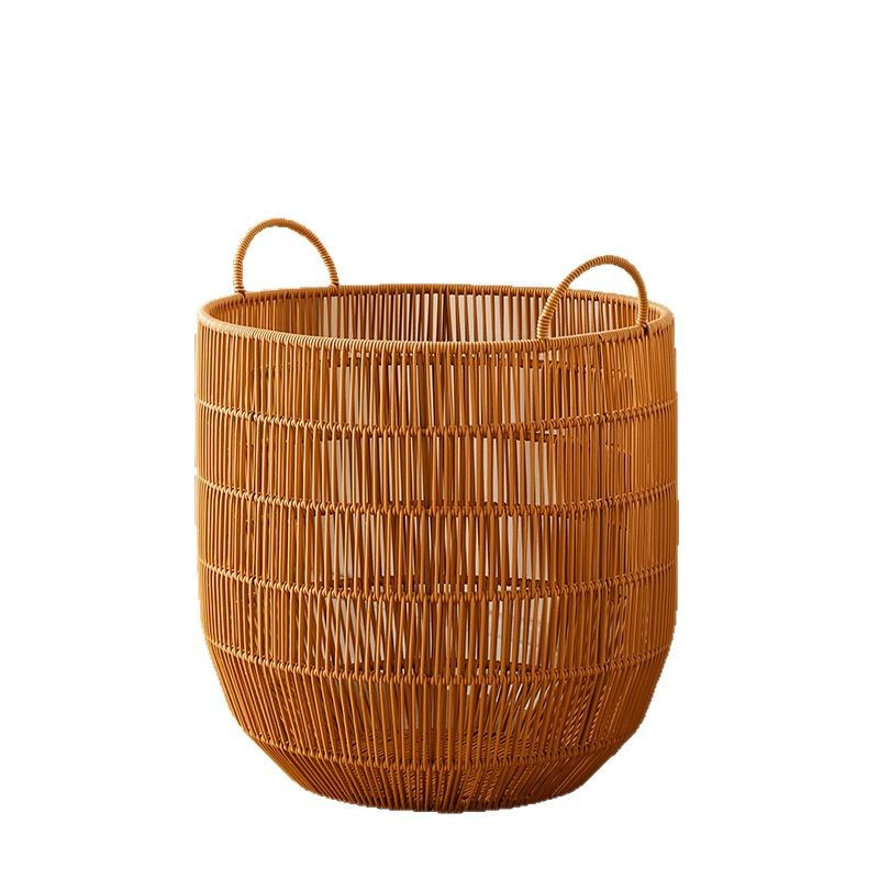 Cesta de ropa sucia tejida de imitación de ratán personalizada cesta de almacenamiento de ropa sucia impermeable acabado de dormitorio baño de hotel cesta de lavandería