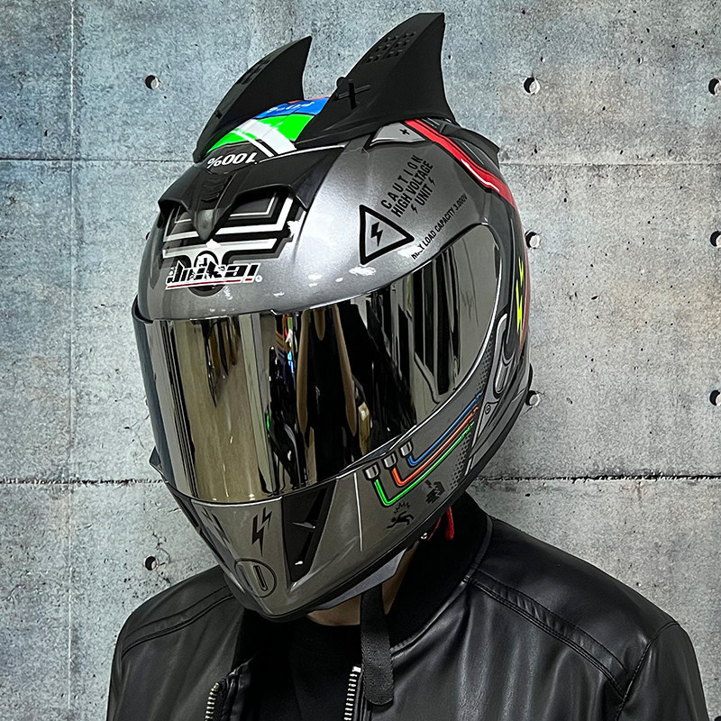 JIEKAI coche eléctrico bicicleta casco hombres y mujeres casco completo cuatro estaciones doble espejo bluetooth personalidad casco gris mentira carrera