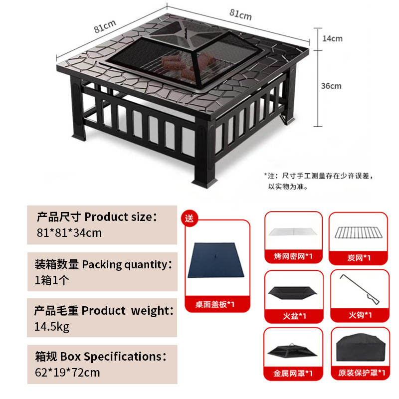 Parrilla de barbacoa al aire libre parrilla de barbacoa hogar horno de leña horno de calefacción patio horno de cocina horno de cocina de té conjunto mesa de fuego de carbón
