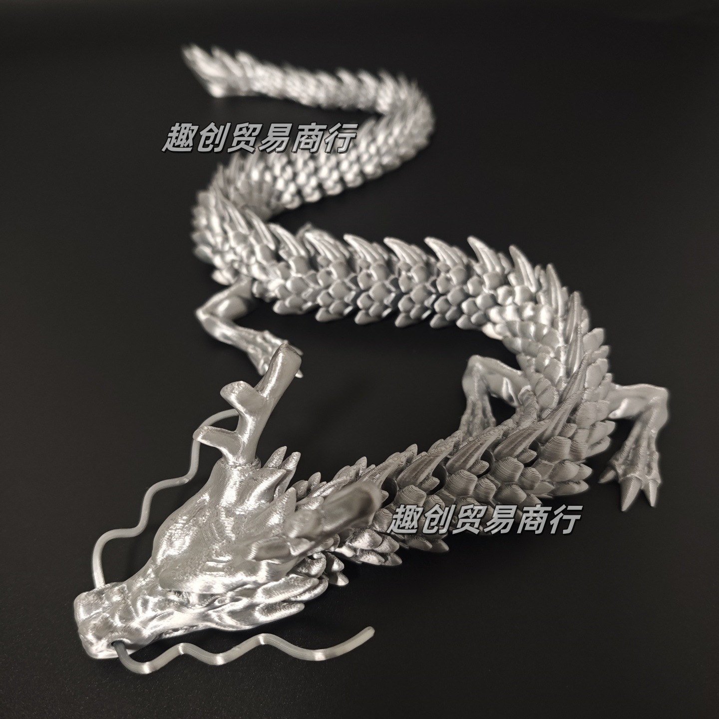 30CM 실크 스페이스 실버 차이니즈 드래곤(드래곤 수염 포함)