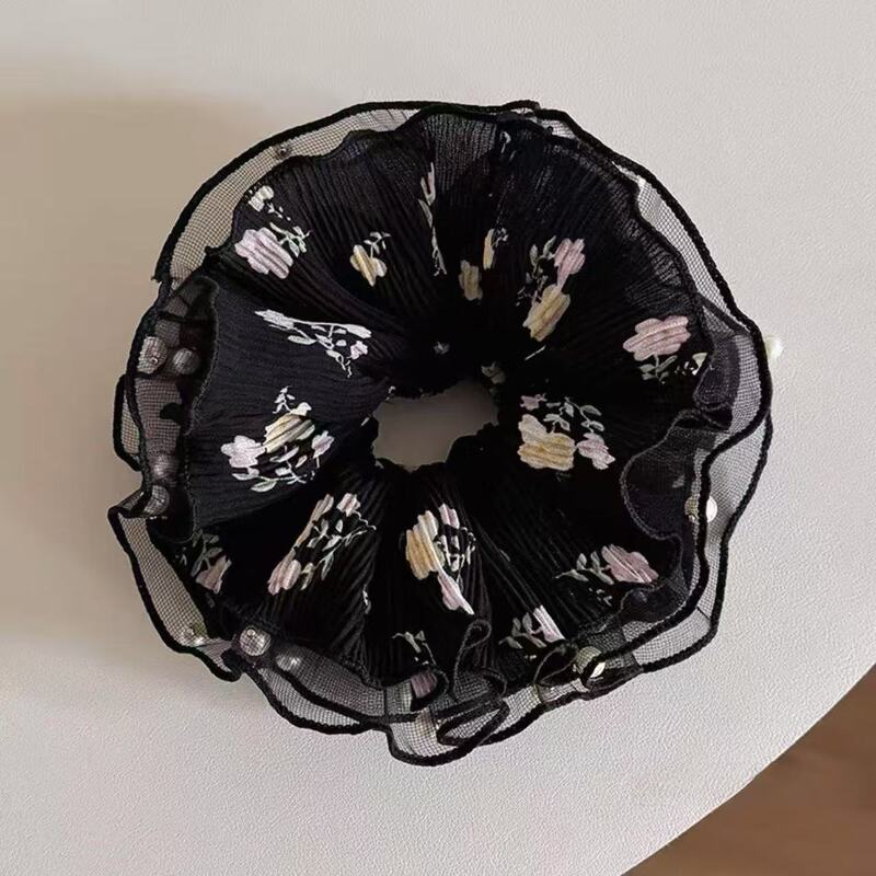 爆款超大号简约花边大肠发圈女韩系高级感轻奢甜美丸子头头绳发饰|undefined