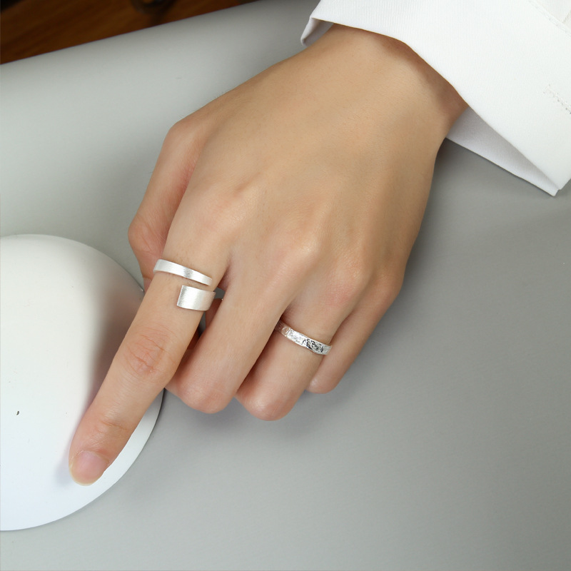 s925 Open Simple Brushed Plain Ring, Korean Sterling Silver Jewelry Wholesale_voghion.com