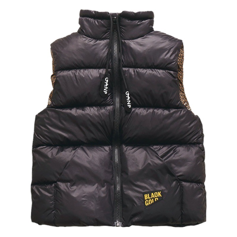 Chaleco de algodón para niños nuevos populares Otoño e Invierno niños y niñas collar medio y grande niños negro oro algodón cálido chaleco al por mayor