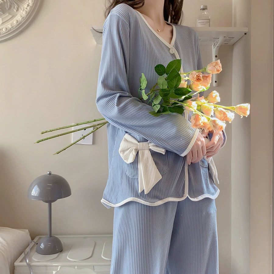 Пижамный комплект с длинным рукавом для подростков, осенний, цвета фуксия/чёрный/синий/белый, размеры M–XXL