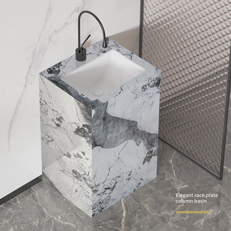 Pillar basin Washing pots integrated floor -to -ceiling small apartment toilet column -type facial wash basin balcony ceramics washing table
