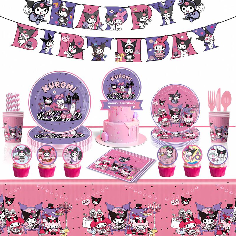 Kulomi Birthday Party Supplies Disposable Tableware Paper Tray Paper Cup Paper Towel Tablecloth Girl Atmosphere Decoration Kulomi Birthday Party Supplies Disposable Tableware Paper Tray Paper Cup Paper Towel Tablecloth Girl Atmosphere Decoration
