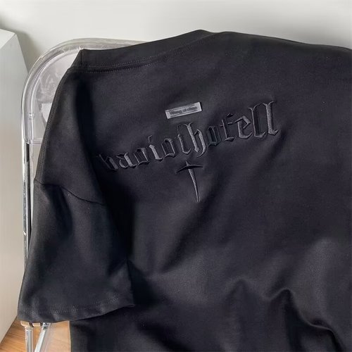 Leather-like Short Sleeve T-Shirt for Men - 2025 New Arrival American Men's Fashion T-Shirt - Loose Fit Streetwear Student Half Sleeve Top