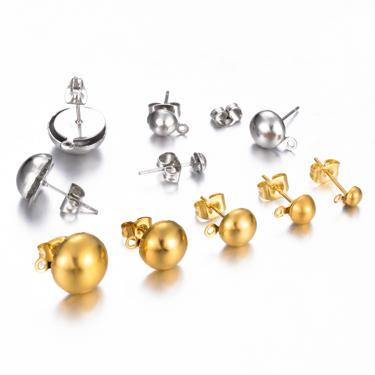 18K Real Gold Plated Plating Material 20 PCS/Package Quantity 20 PCS/Package 304 Stainless Steel Solid Color Flower Shape Bead Caps Jewelry Accessories