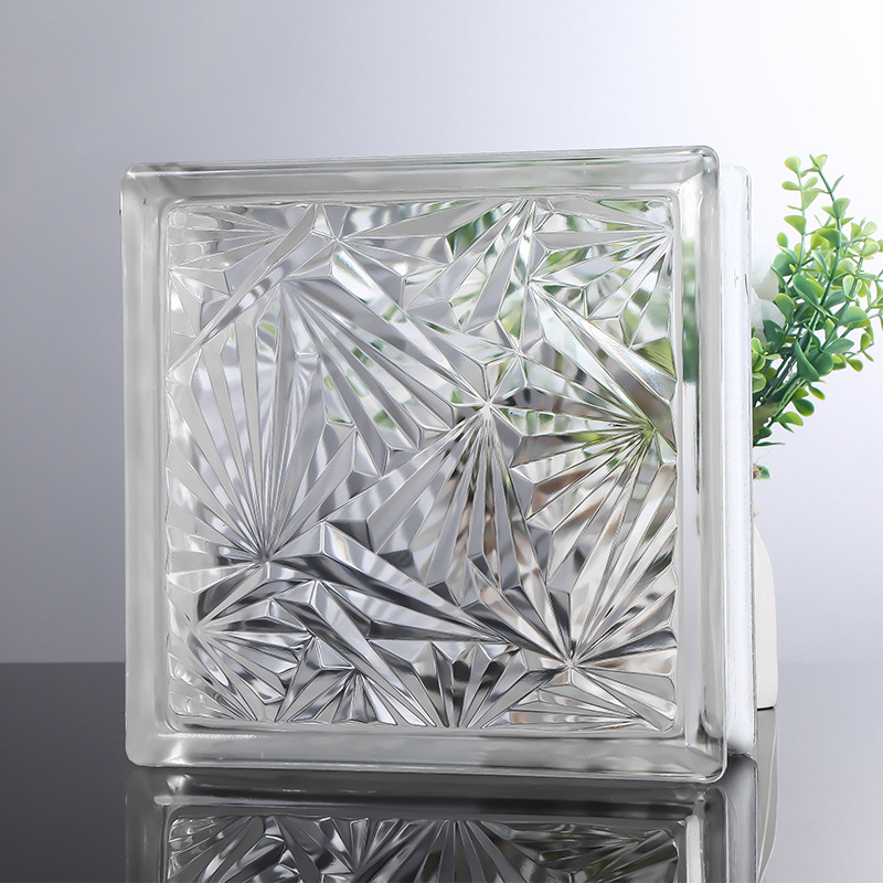 ladrillo de vidrio ultra blanco ladrillo de cristal pared de partición transparente baño opaco ladrillo hueco de patrón solar rojo