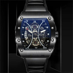 爆款理查全自动男士手表时尚潮流休闲酒桶形镂空非机械石英表