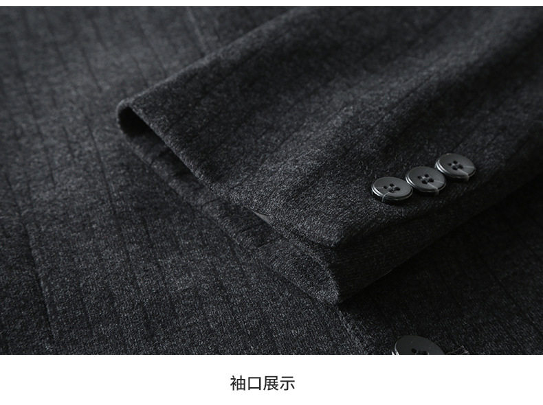 Bộ vest nam cổ đứng dáng ôm co giãn, áo khoác vest công sở tay dài — Màu đen chi tiết 18