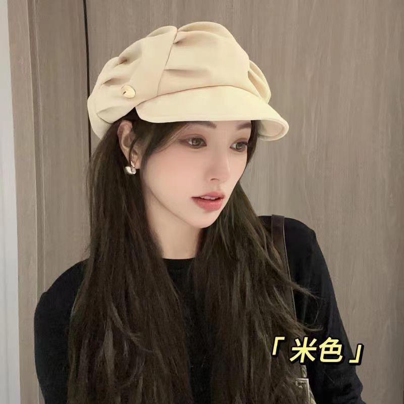云朵帽子女秋冬季韩版复古大头围网红日系显脸小八角帽云朵帽|undefined