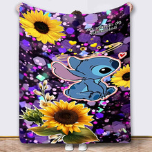 外贸数码印花毛毯卡通史迪奇史迪仔法兰绒毯子空调午睡毯工厂直供