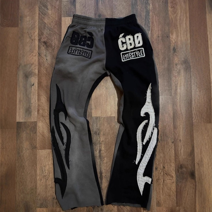 Tendencia transfronteriza europea y americana, suéter con capucha para hombre, suéter y pantalón, chaqueta con cremallera de costura personalizada de la calle, otoño e invierno