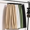 Spring summer trousers, elastic waist, loose fit, plus size, cotton and linen