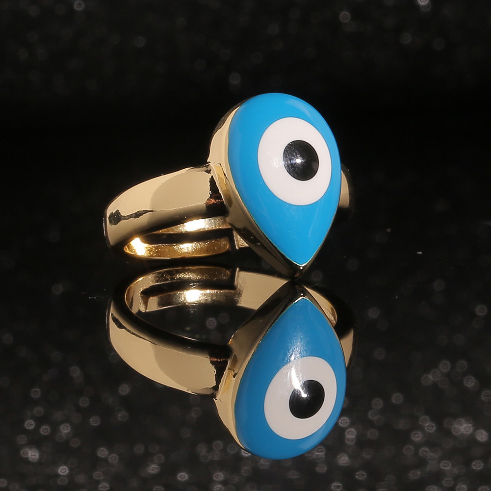 fashion copper plated real gold evil eye womenu0027s simple tail ring